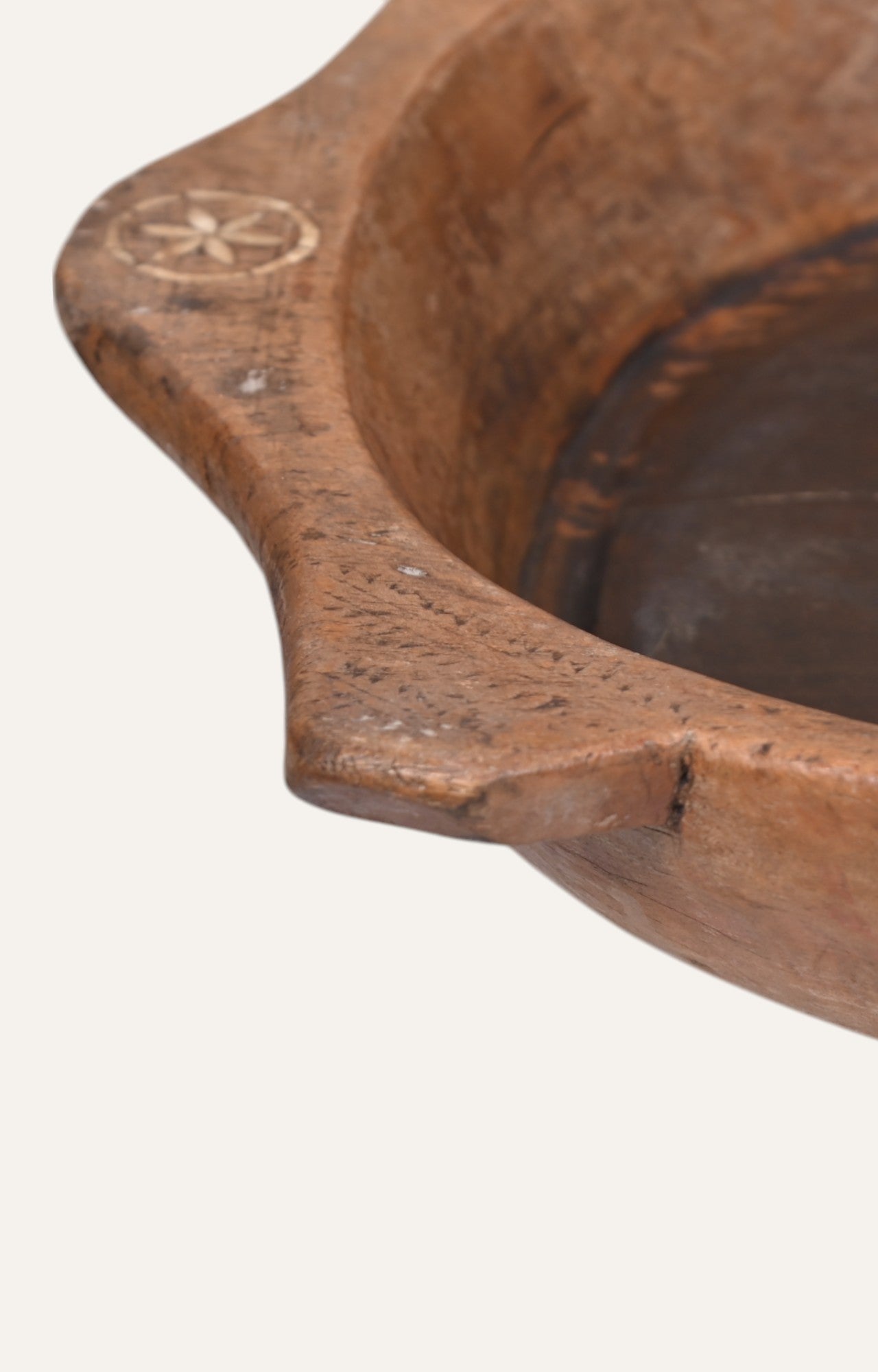 Round Wooden Tray with Raised Border