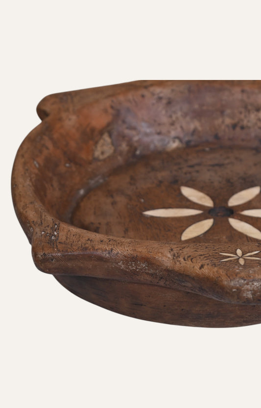 Hand-Crafted Round Wooden Tray