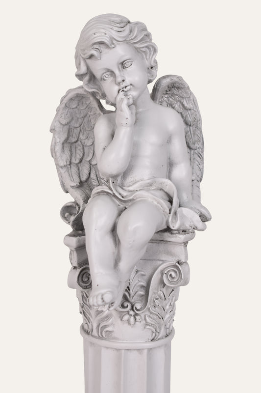 Classical White Resin Garden Cherub Angel Statue