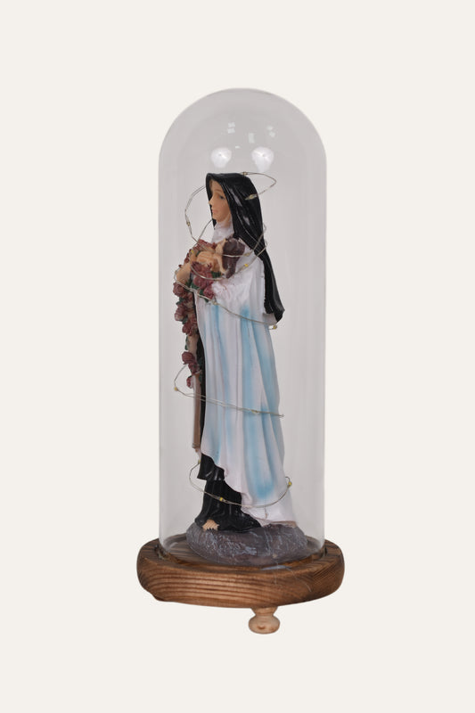 Religious Resin Saint Statue in Glass Dome