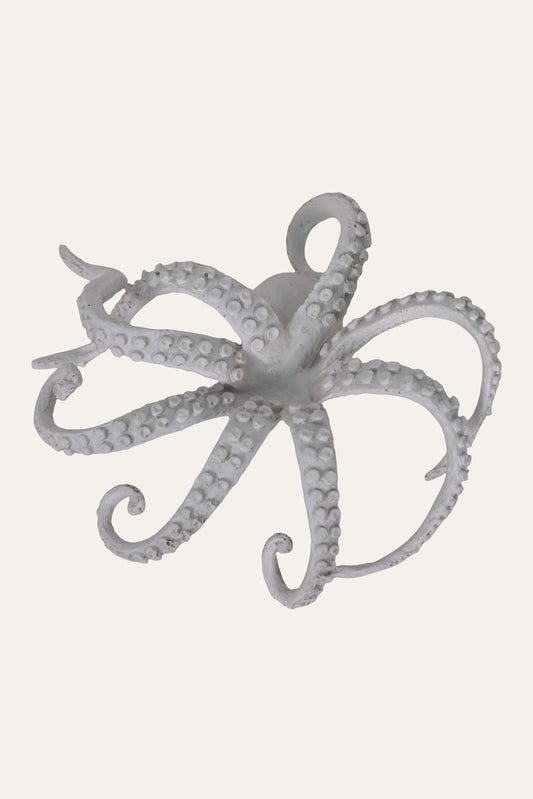 Decorative White Resin Octopus Sculpture Coastal Table Décor