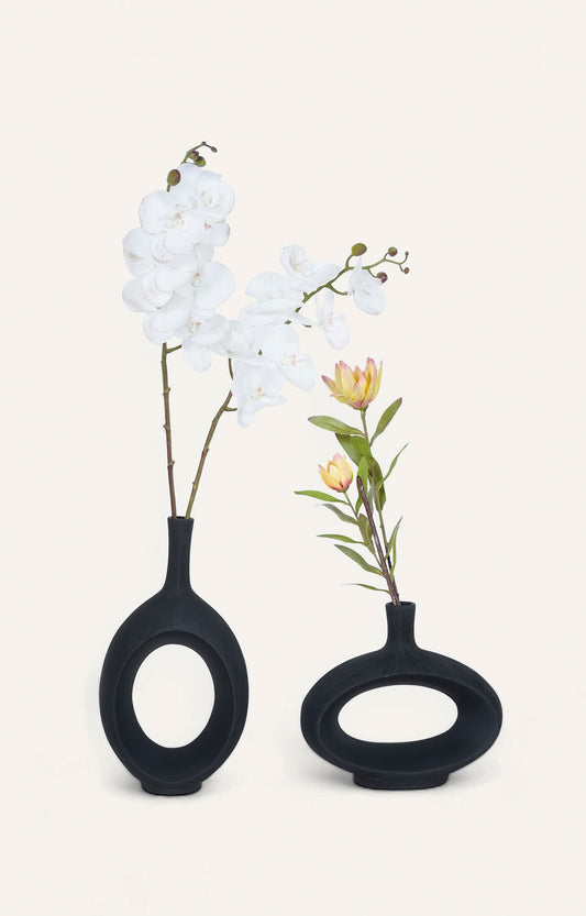 Contemporary Black Vase Set of 2