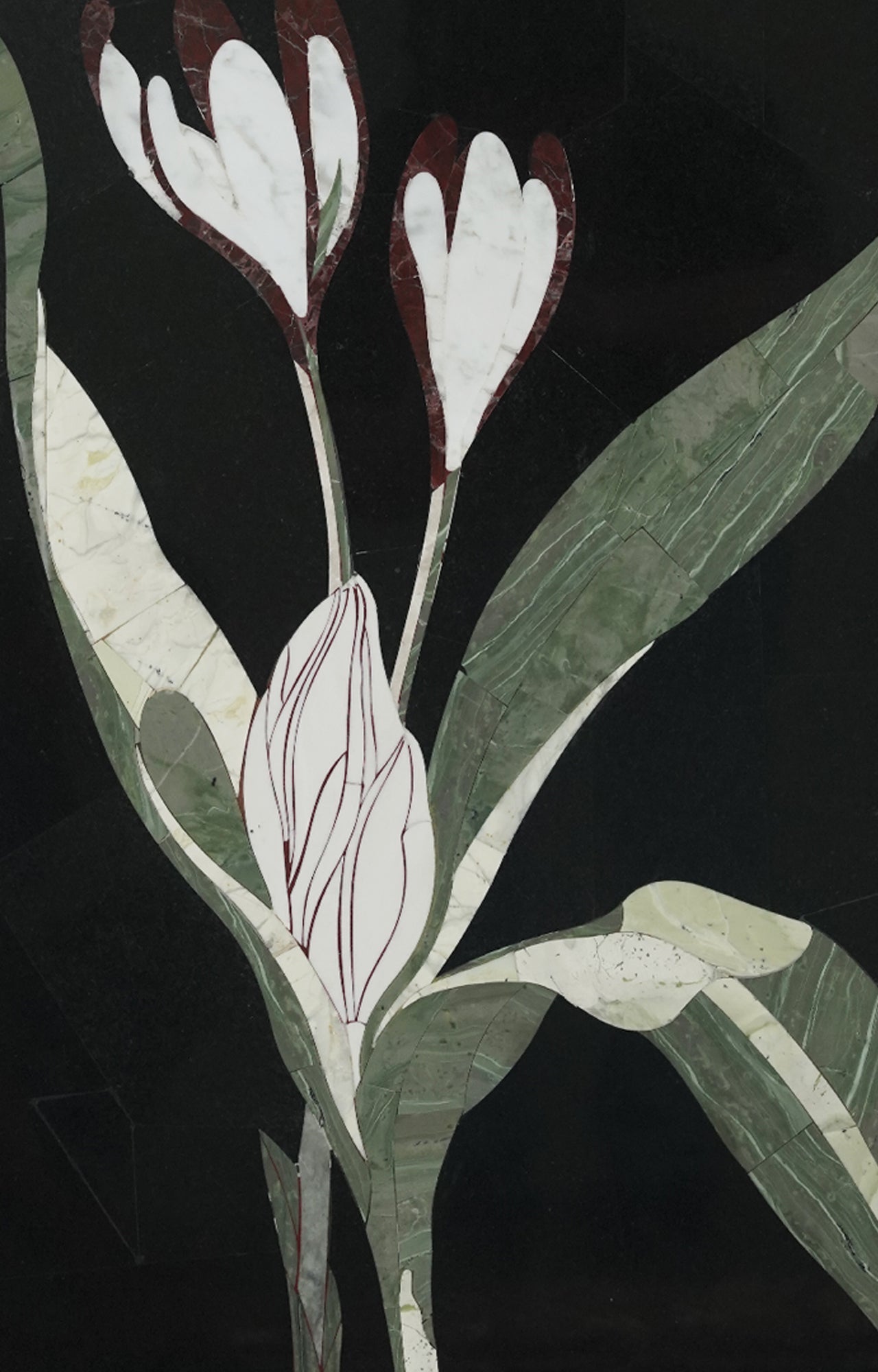 Crocus Inlay Wall Panel in Black Limestone