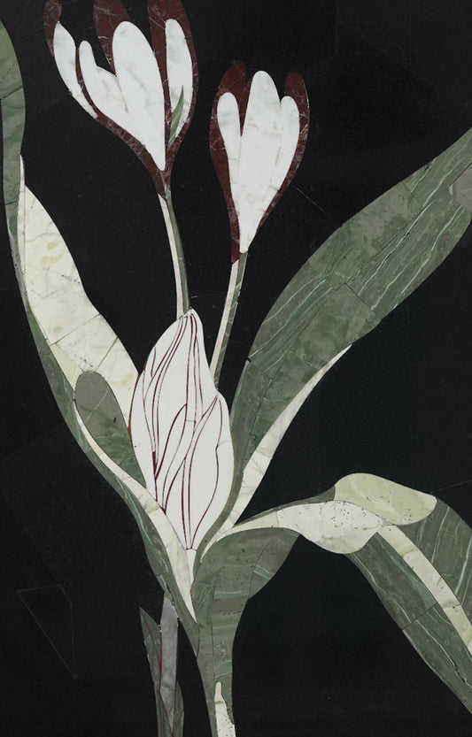 Crocus Inlay Wall Panel in Black Limestone