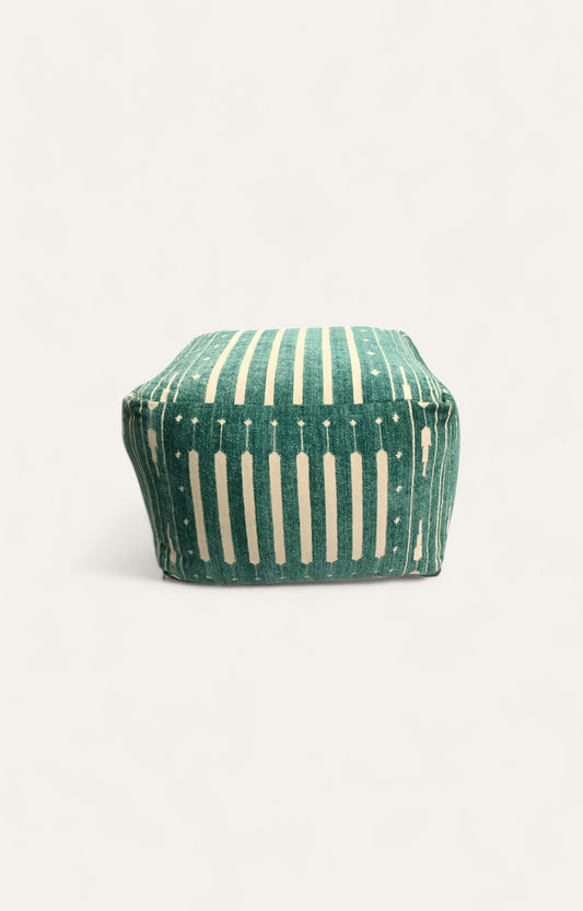 Stripe handwoven Dhurrie pouf