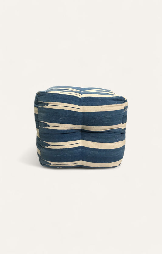 Blue & White stripe pouf