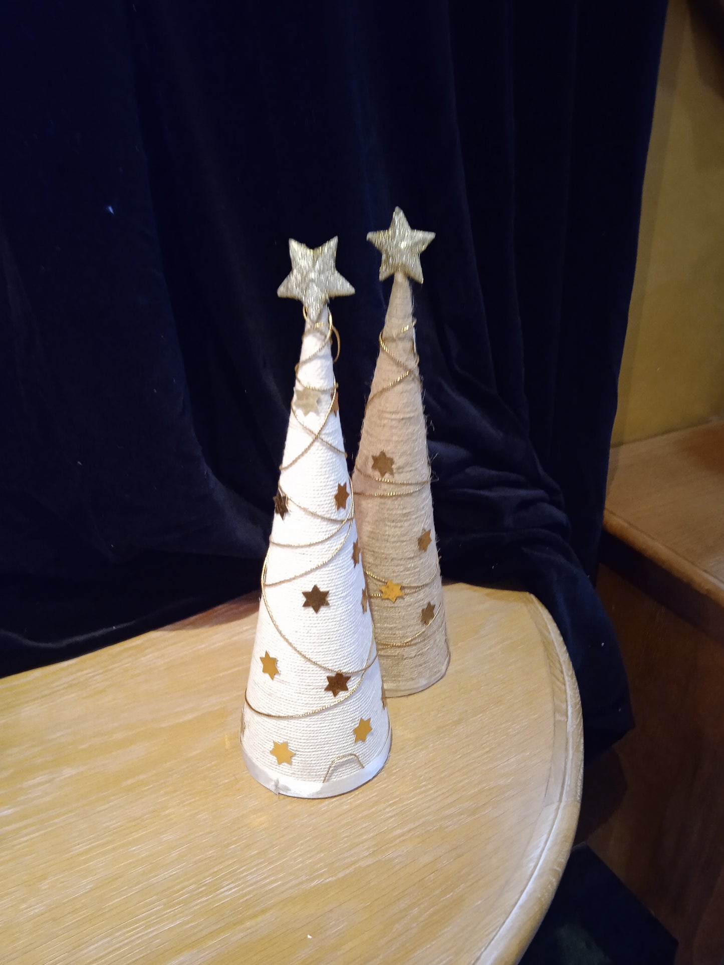 Handmade Conical Christmas Tinsel Tree Set Of - 2