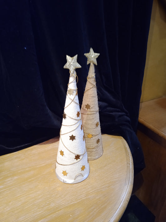Handmade Conical Christmas Tinsel Tree Set Of - 2