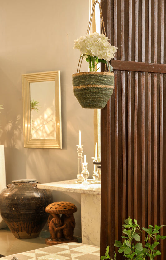 Green Seagrass Hanging Basket