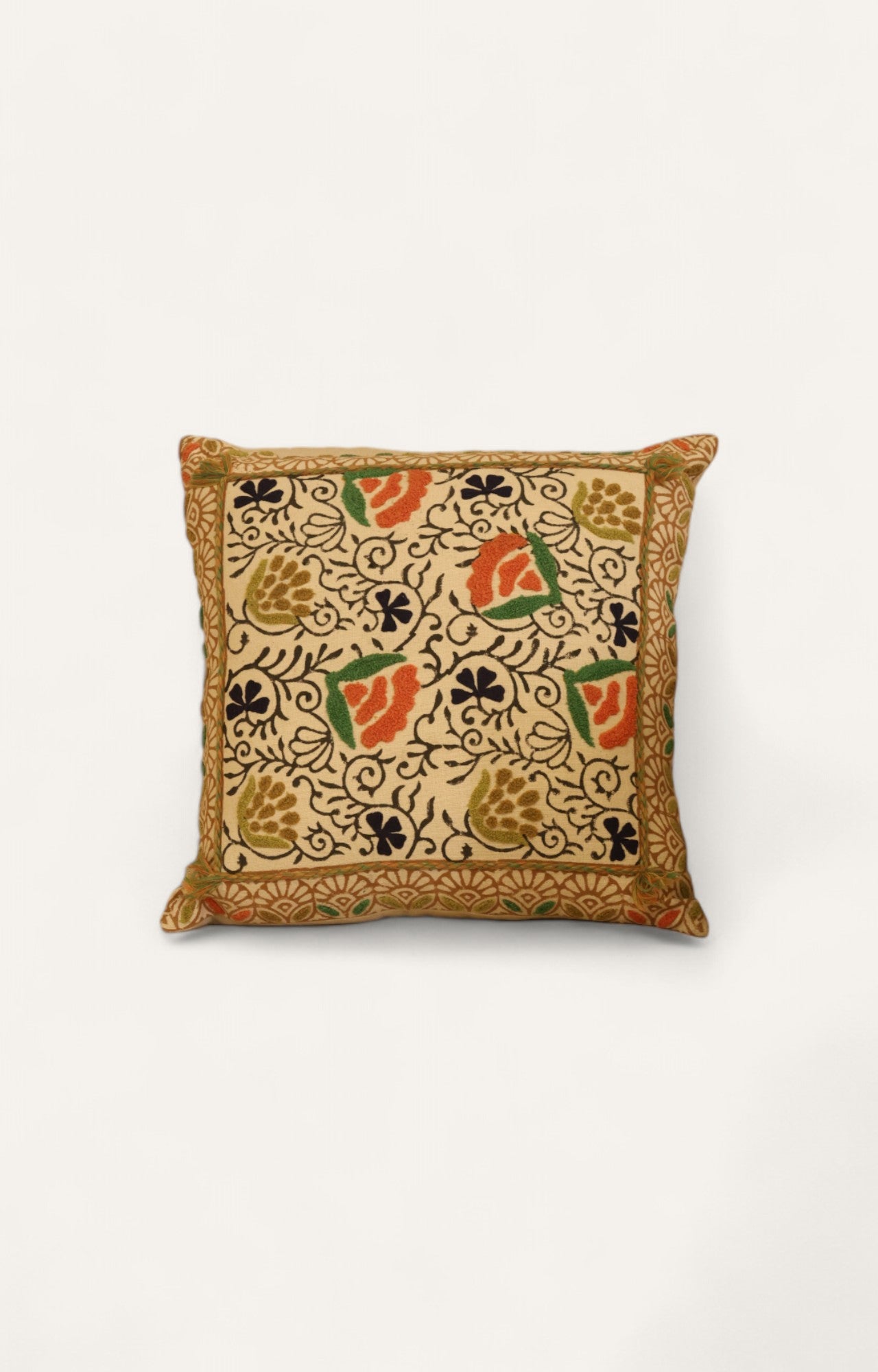 Floral embroidec cushion