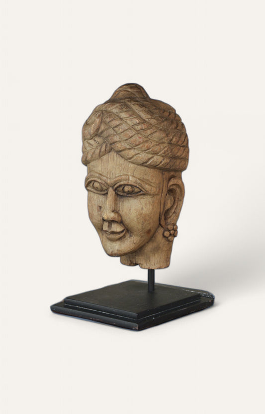 Hand-Carved Wooden Indian Man Figurine