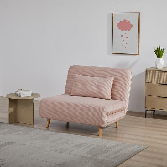 Jordan Corduroy Foldable Sofa with Wodden Legs