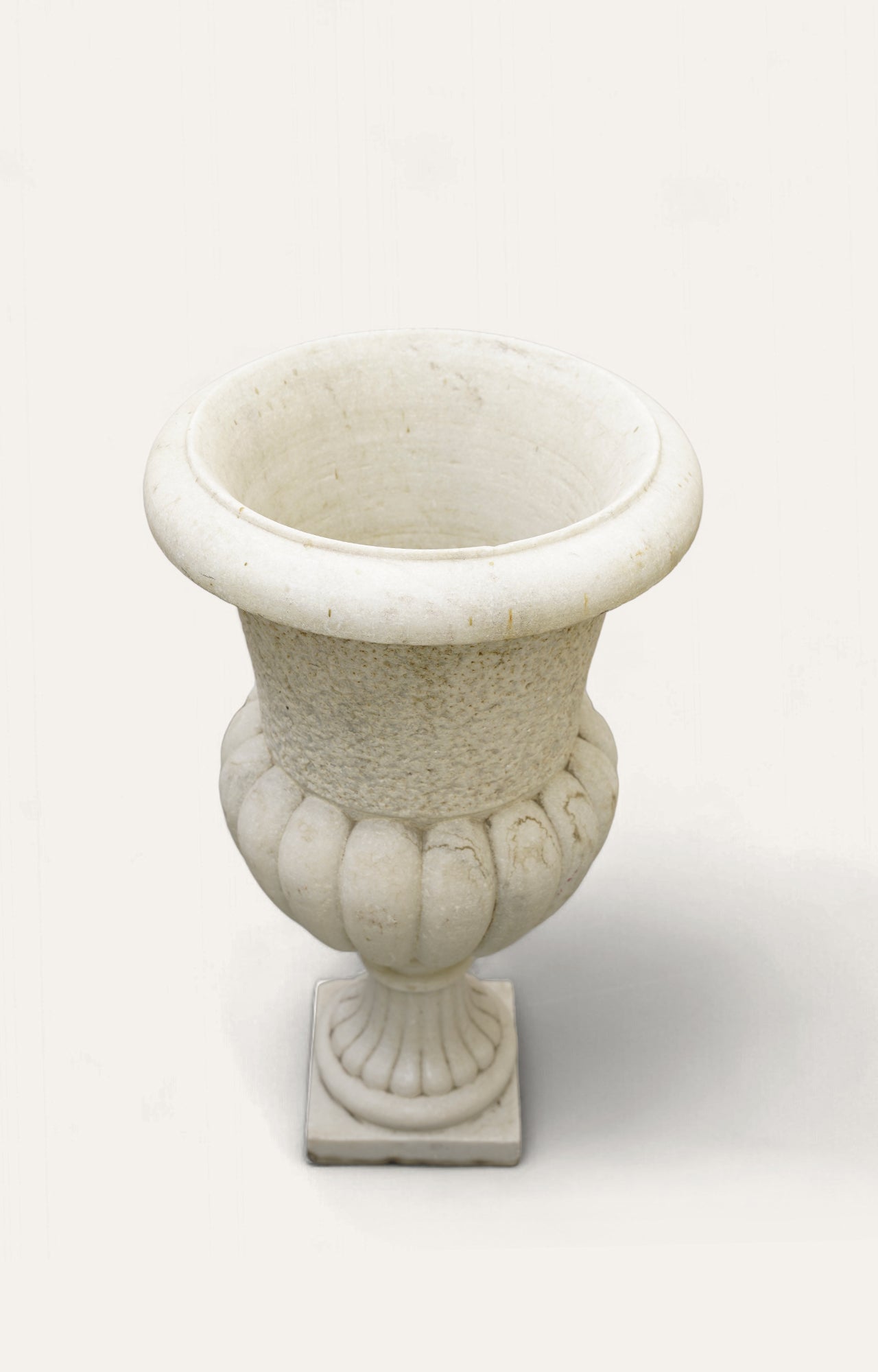 Large 19th century carved white marble  garden urn_3
