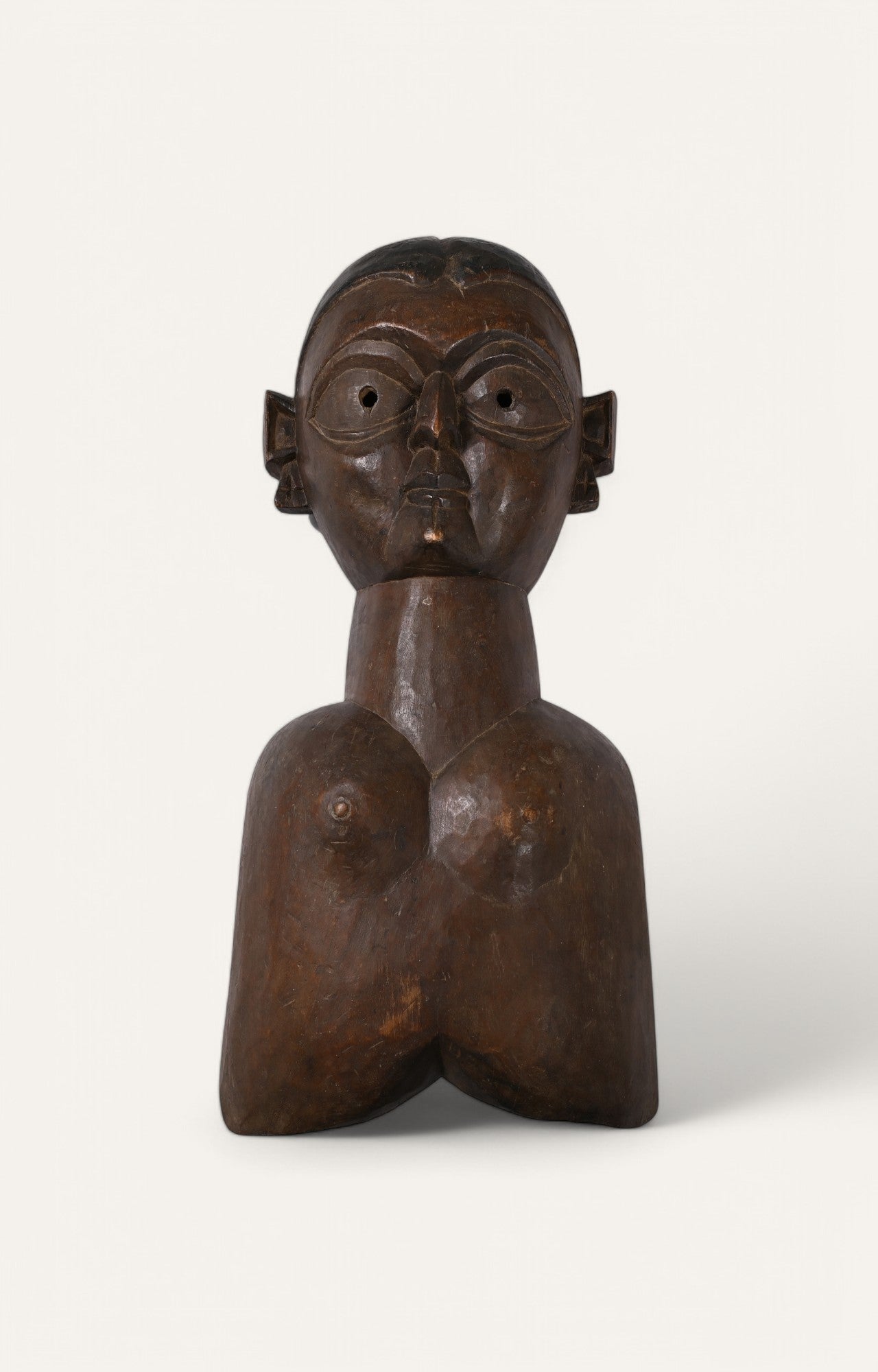 Hand-Carved Wooden Tribal woman wall mask