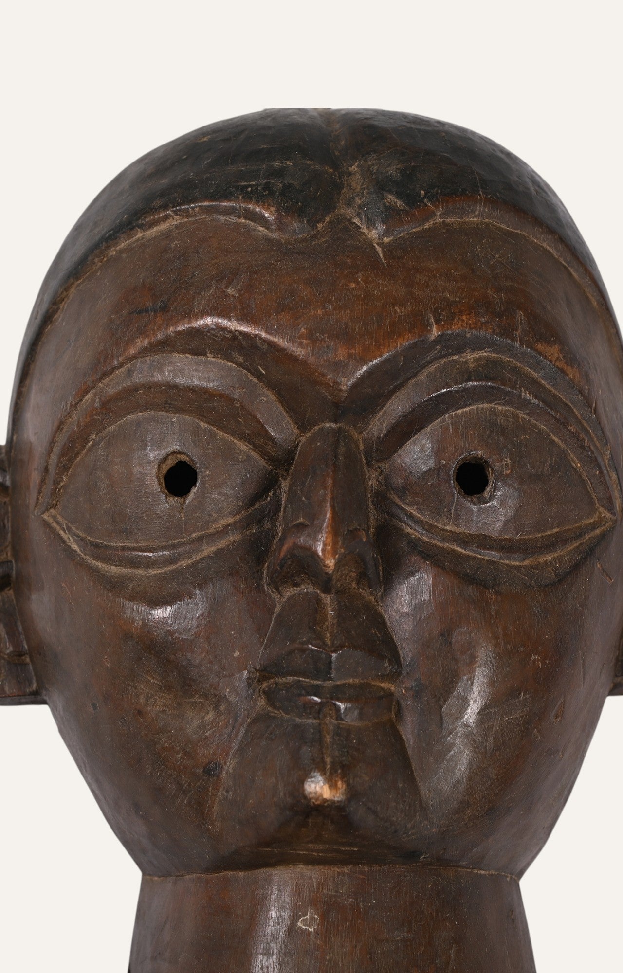 Hand-Carved Wooden Tribal woman wall mask