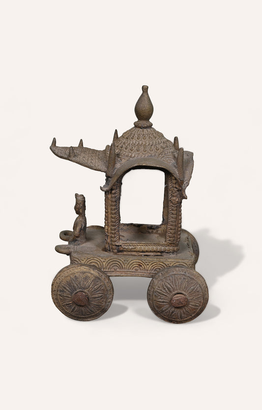 Vintage Brass King on Chariot Sculpture