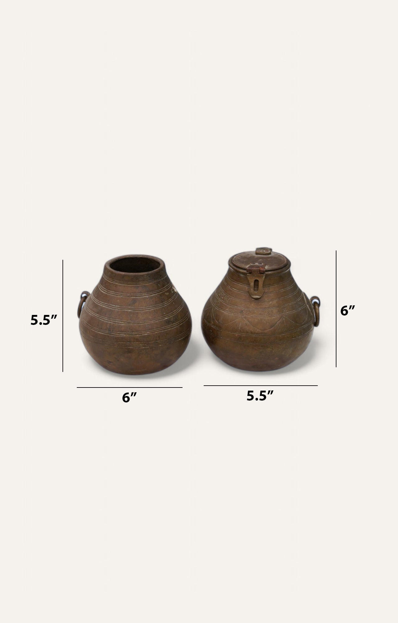 Artisan’s Tale Traditional Handcrafted Brass Pots Home Décor Set of 2