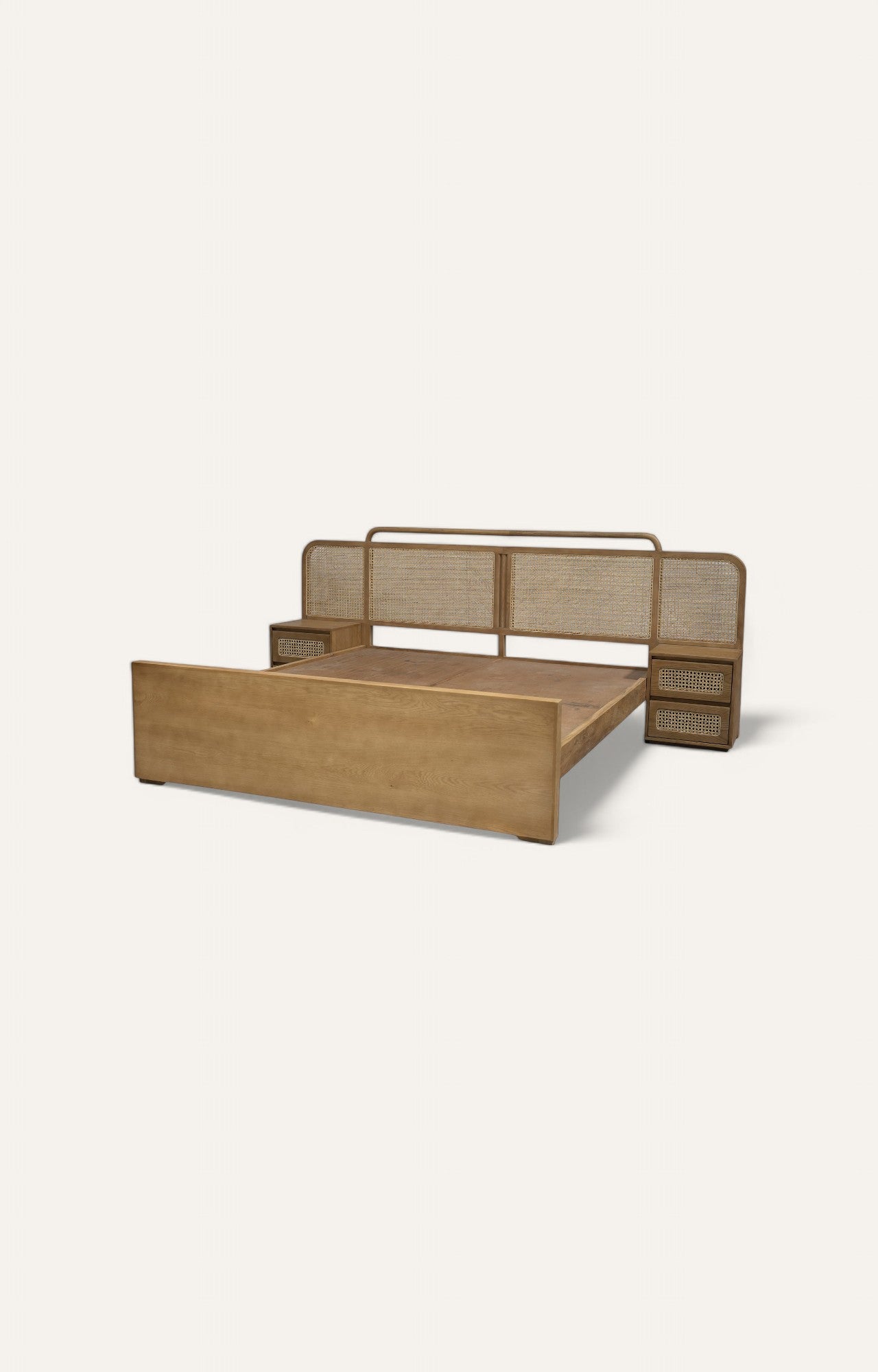 Emma Oak Cane Bed With Side Table