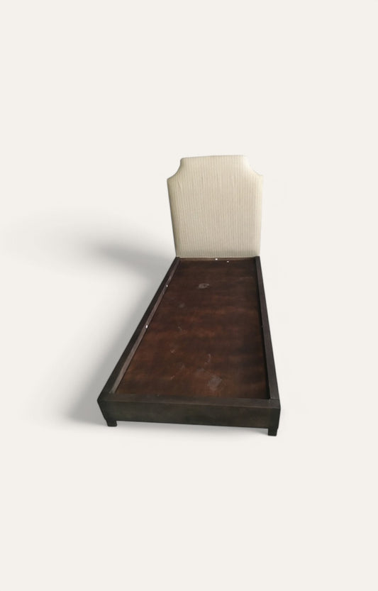 Brown Upholstered Platform Twin Bed