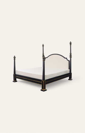 Black Gold Upholstered Spindle Poster Bed