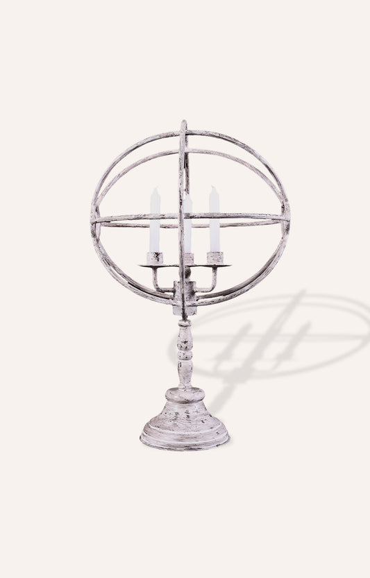 Globe Wooden Iron Candle Stand