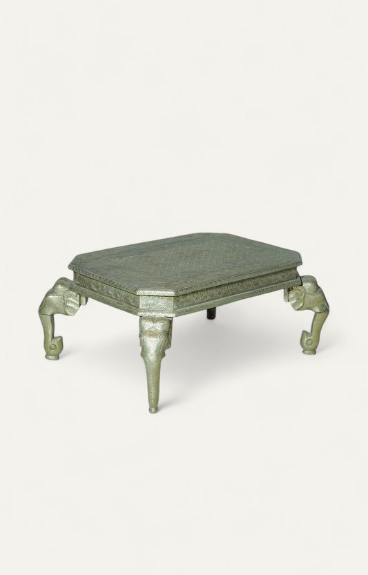 White Metal Rajasthani Carved Elephant Legs