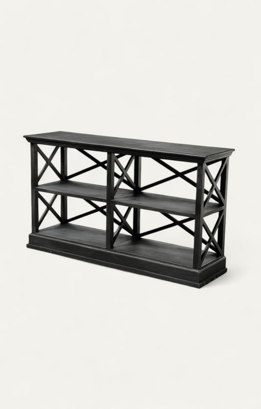 Rectangle 3-Tiger open storage wood console