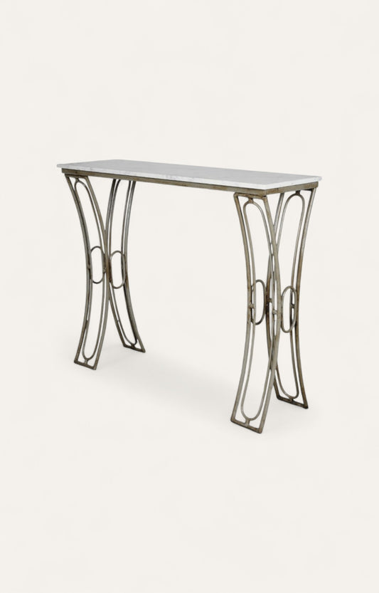 Iron Tray Console With Marble Top