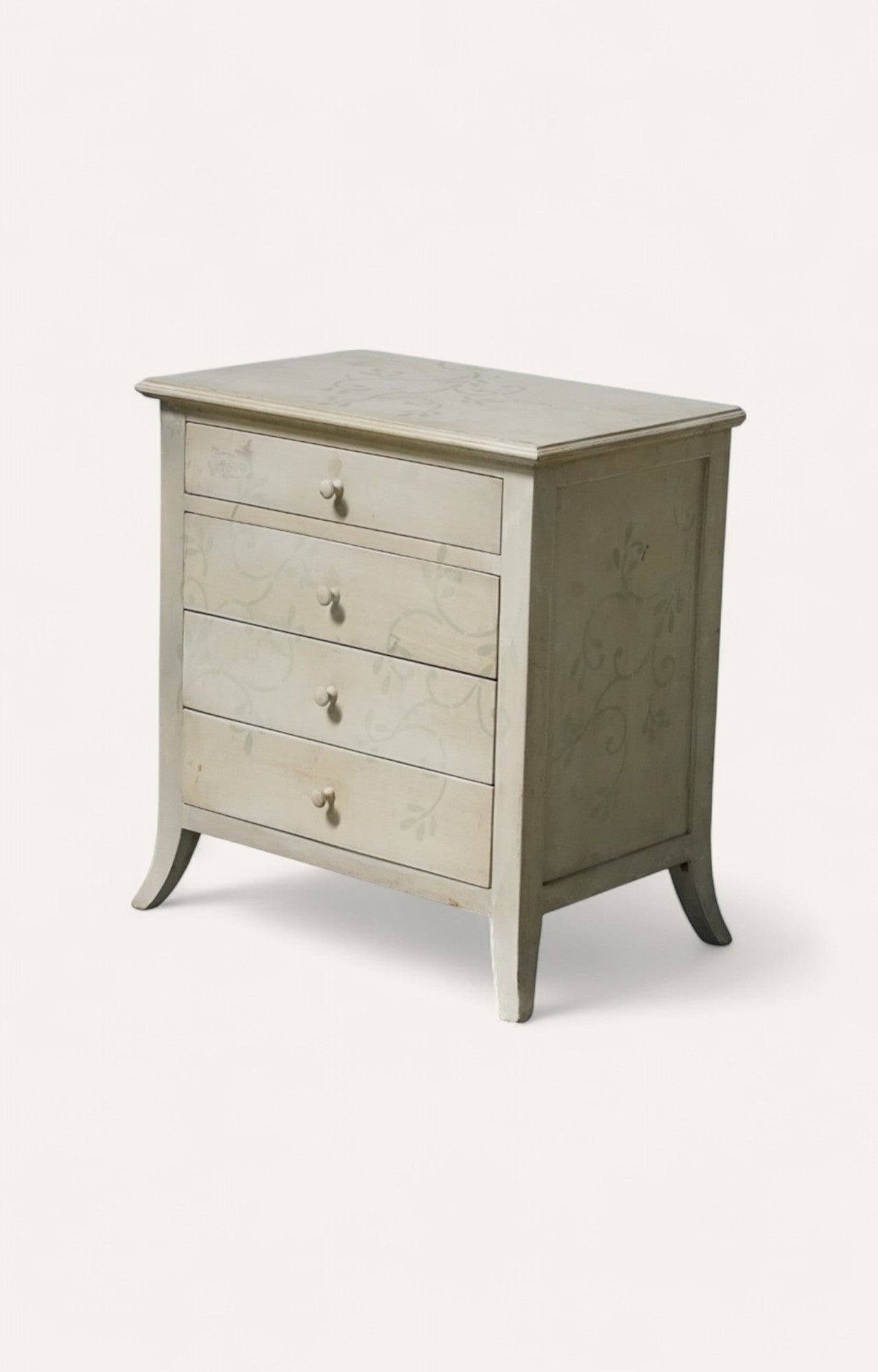 Floral Pattern Wooden Night Stand