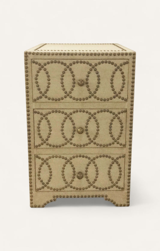 Linen Upholstered 3- Drawer Night Stand