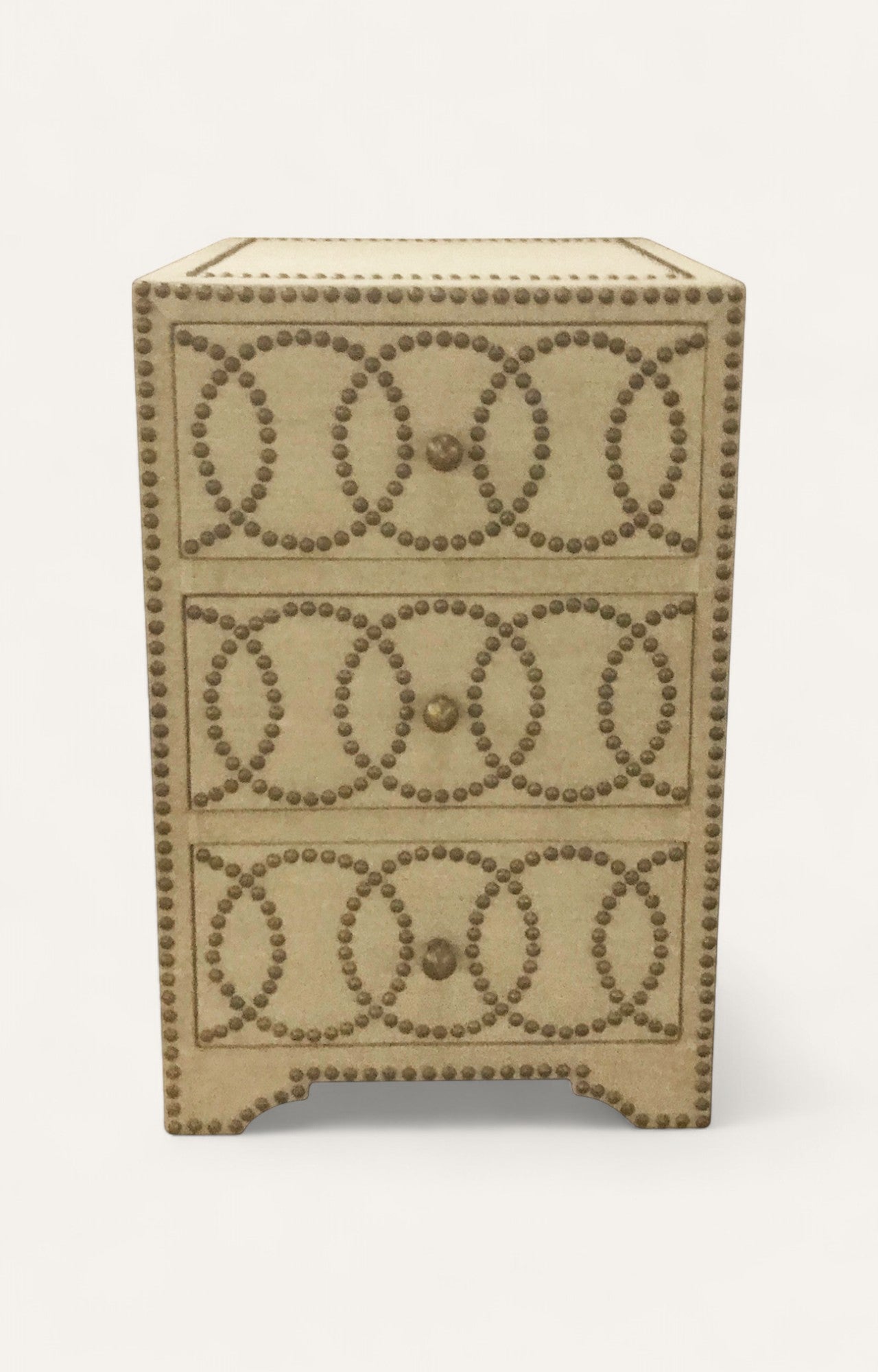 Linen Upholstered 3- Drawer Night Stand