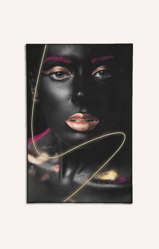 Black Lady Painting With Led Light (Framed)