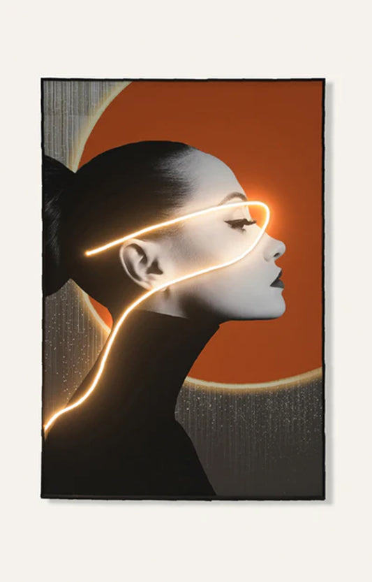 Lady Painting With Led Light (Framed)