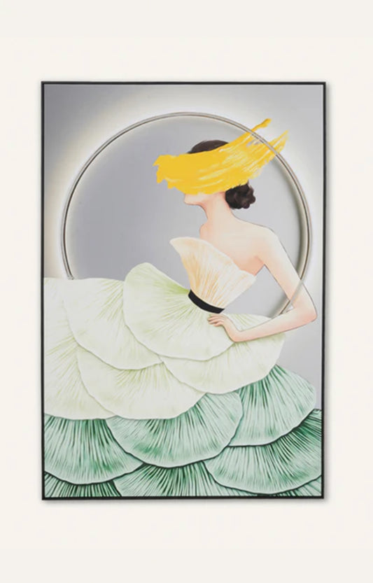 Girl Painting Women With Led Light (Framed)