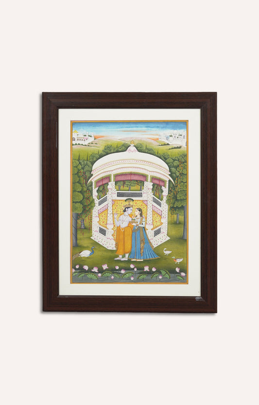 Indian mythological subject water painting ( Framed)