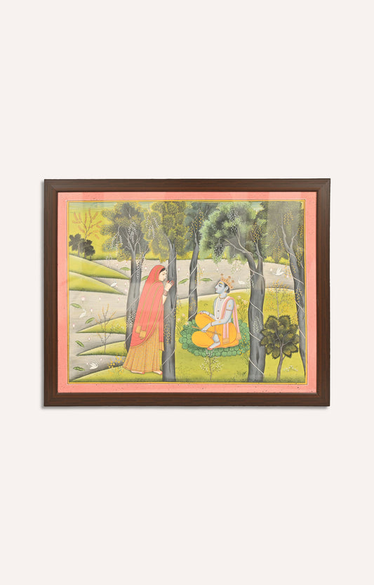 Handmade Painting Radha Krishna Indian Folk Art