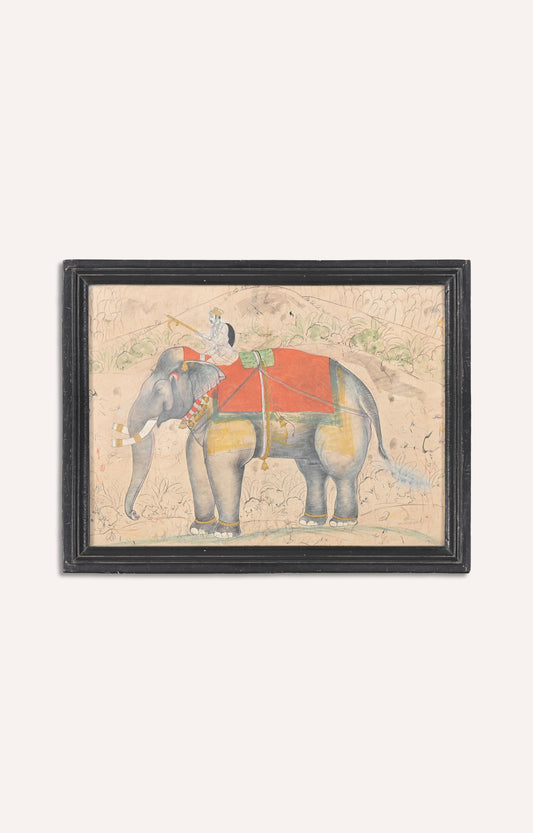 Elephant with Mahout : Watercolor painting