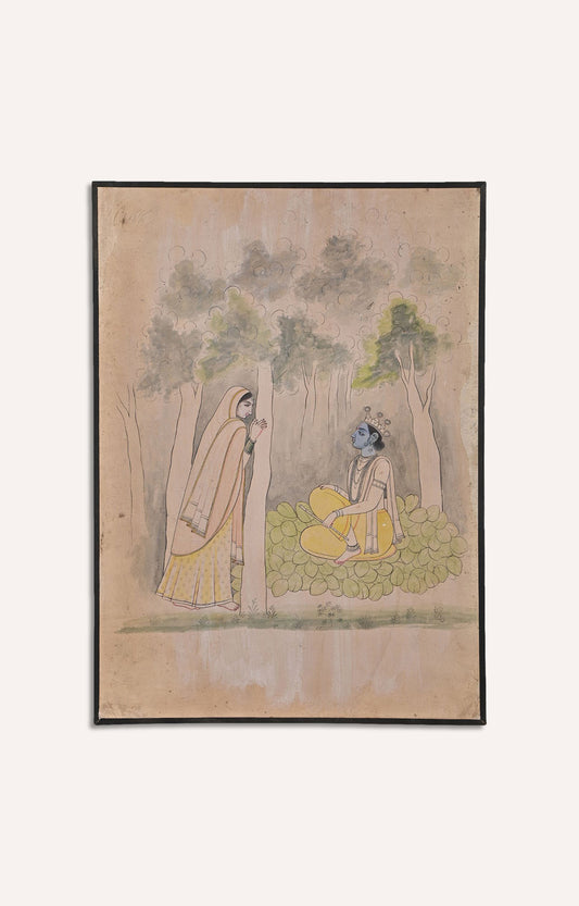 Handmade Painting Radha Krishna Indian Folk Art