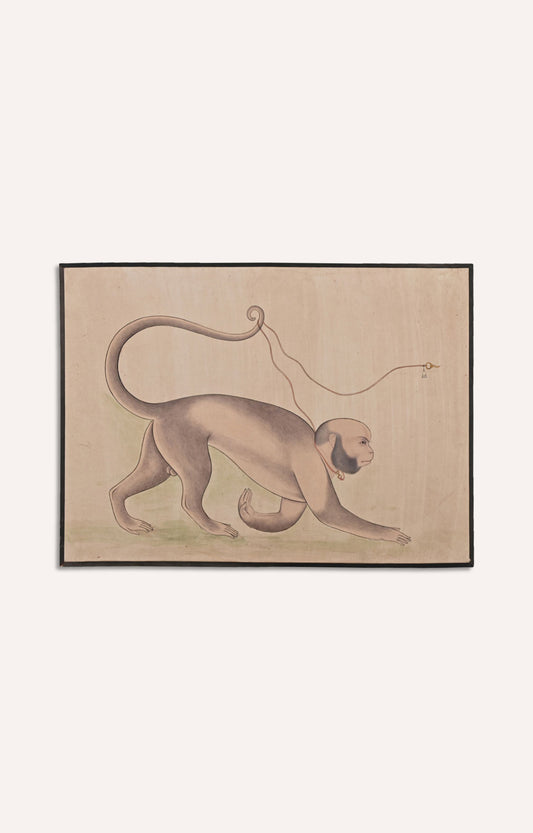Mughal Art Monkey Street Performance- Handmade Painting