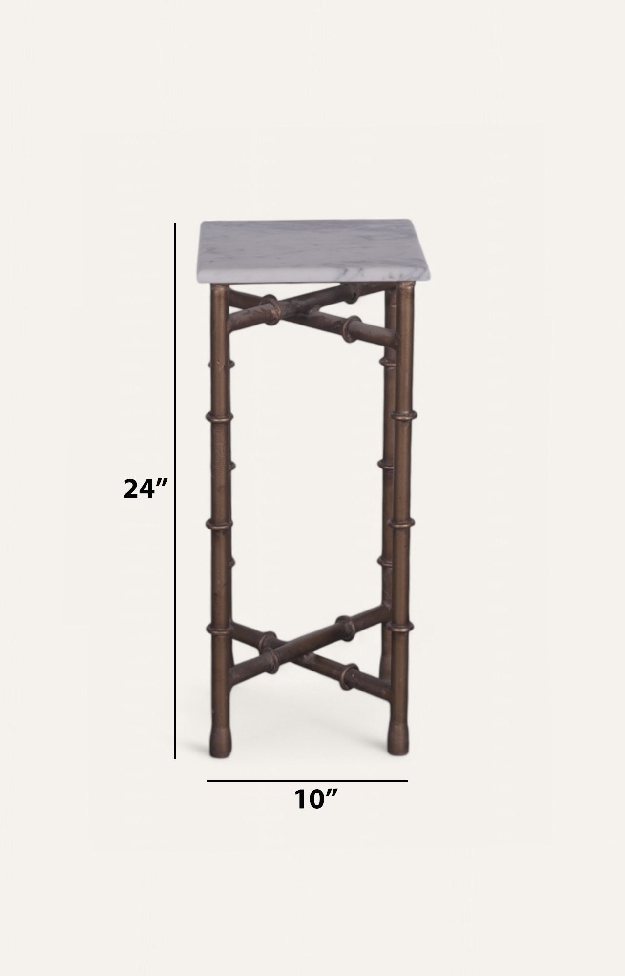 Tall Metal and Stone Side Table