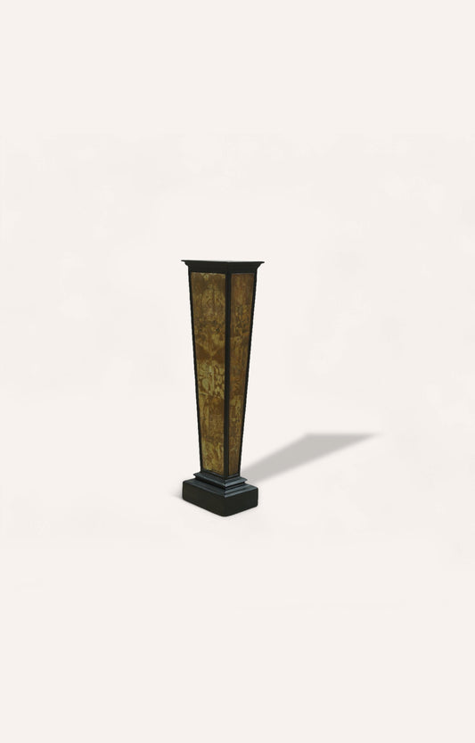Semi-Precious Inlaid Brown Wooden Display Stand