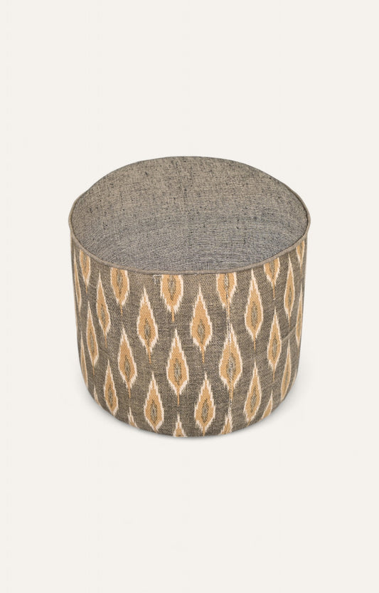 Round Handwoven Dhurrie Pouf