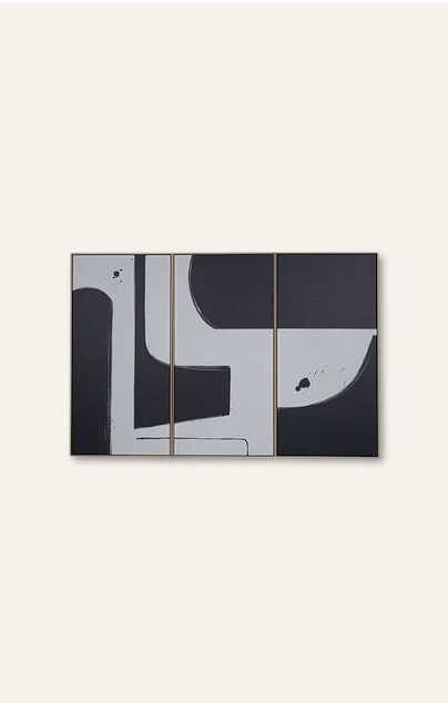 Set of 3 Black Monochrome Canvas Print Wall Art