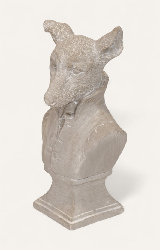 Cement Dog Bust Figurine