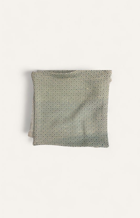 Handwoven Cotton Cushion Cover - White/Green