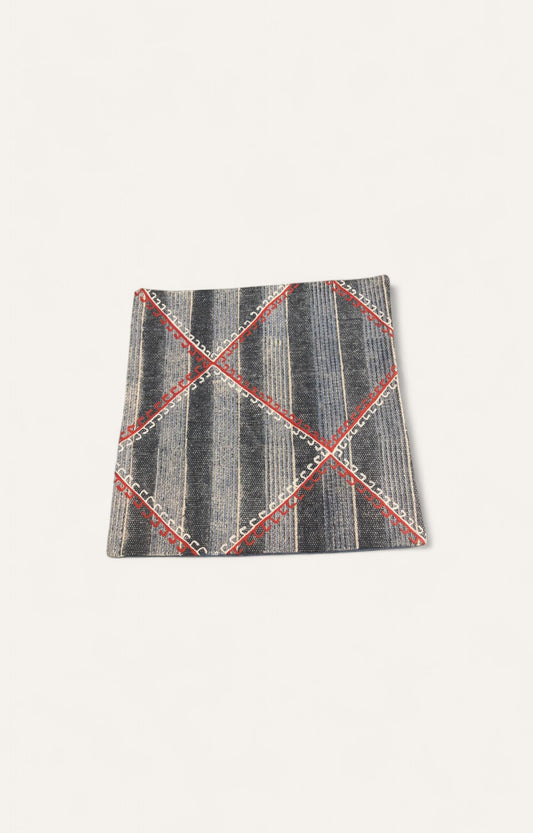 Handwoven Cotton Cushion Cover - Black/Grey/Red