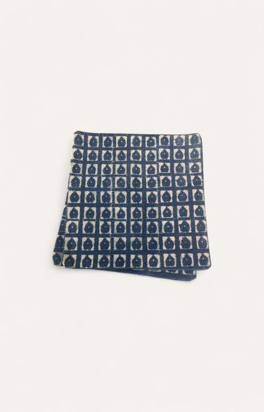 Handwoven Cotton Cushion Cover with Indigo Window Prints