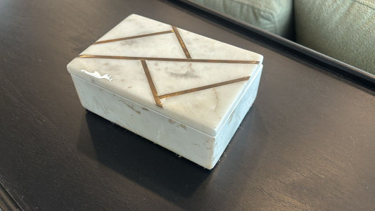 Brass Inlaid Marble Box