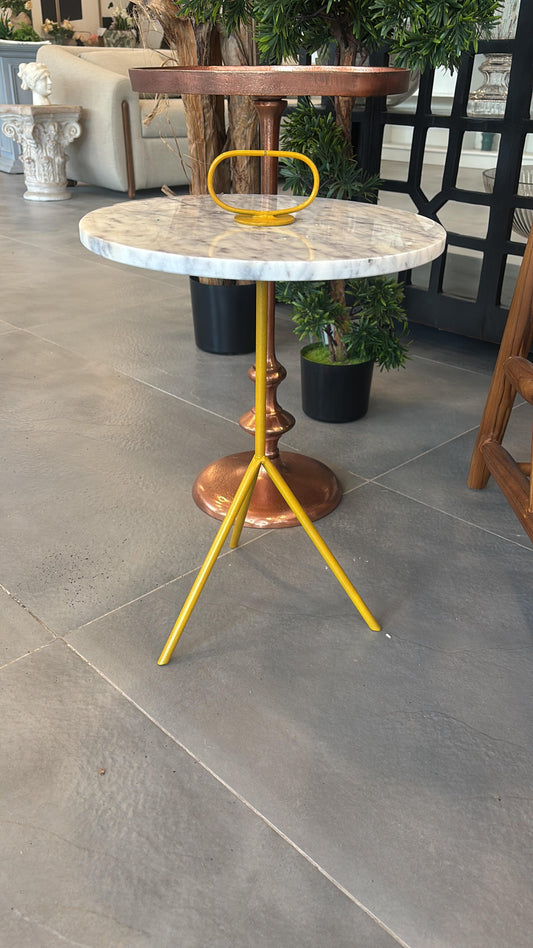 Metal Side Table With Marble Top