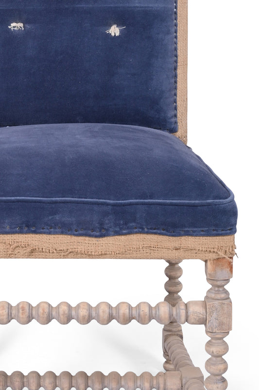 French Blue tussles Dining Chair